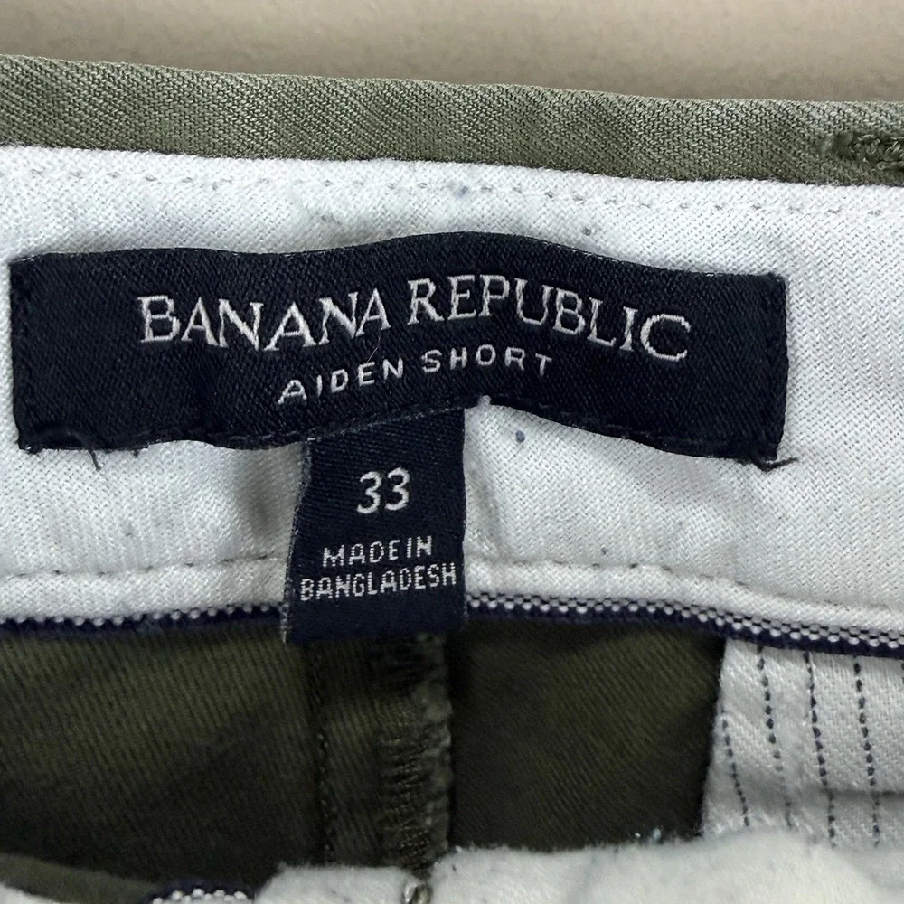 Banana Republic Aiden Men's Green Chino Cotton Shorts Button Pockets Sz‎ 33